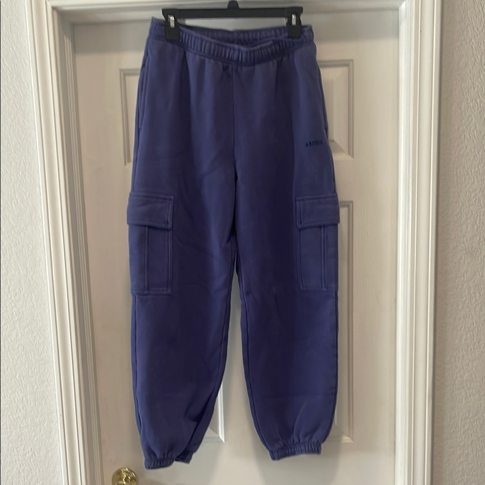 Aritzia Nightshade Blue Cargo Jogger Pants with Zip-up Hoodie